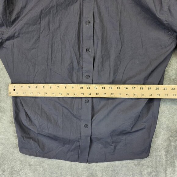Zara Shirt Womens Medium Gray Button Down Oversized Back Pleat Long Sleeve Top - Picture 7 of 11